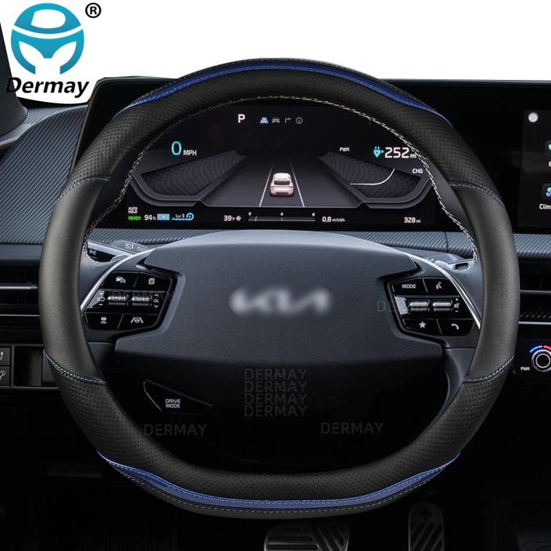 

for Kia EV6 / EV GT Line / EV6 GT 2021 2022 2023 Car Steering Wheel Cover Microfiber Leather + Carbon Fiber Auto