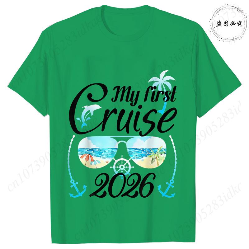 My First Cruise 2026 Tshirts for Women Sunglasses Beach Graphic  Short Sleeve Fashion Cruise Vacation Daily Wear Trendy Tees