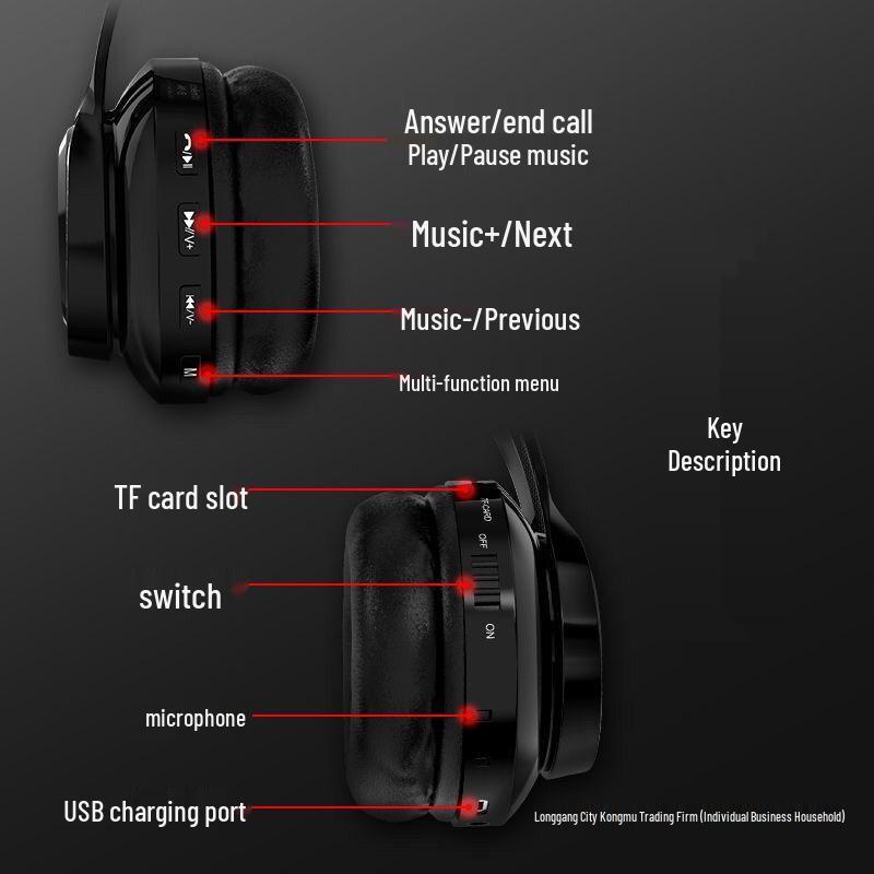 Ultra-Long Standby Over-Ear Bluetooth Headphones with High-Quality Sound, Compatible with All Mobile Phone Brands