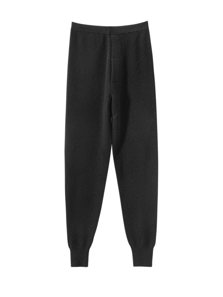 Men's Thick Knit Cashmere Leggings: Warm Stretch Inner Pants