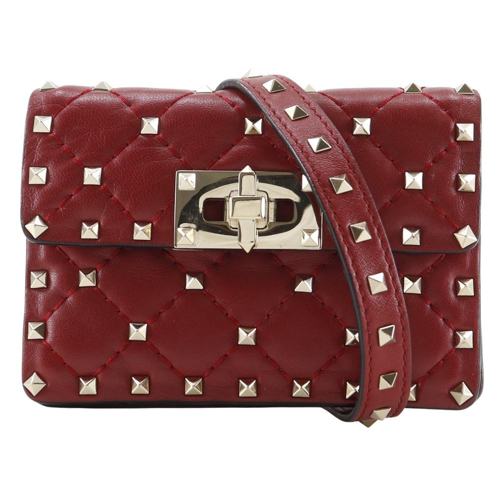 Valentino Garavani Rock Studs Shoulder Bag MW0BCA23NAP Mini Shoulder Wallet Shoulder Red Leather Women Used