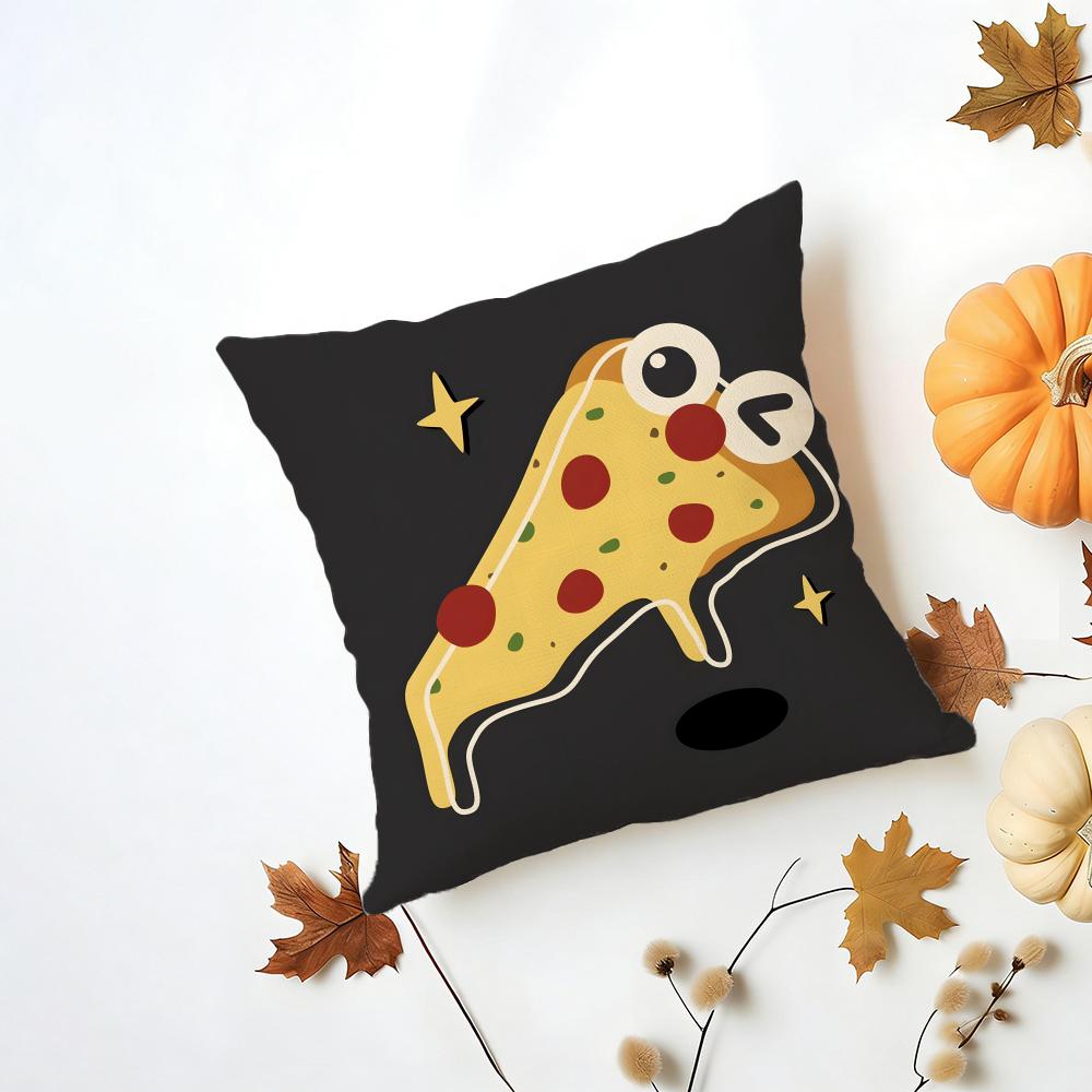 Fun Adorable Cute Hamburger Fries Pizza Cushion Cover Washable Linen Pillowcase Soft  for Daily Sofa Bed Home Room Decor