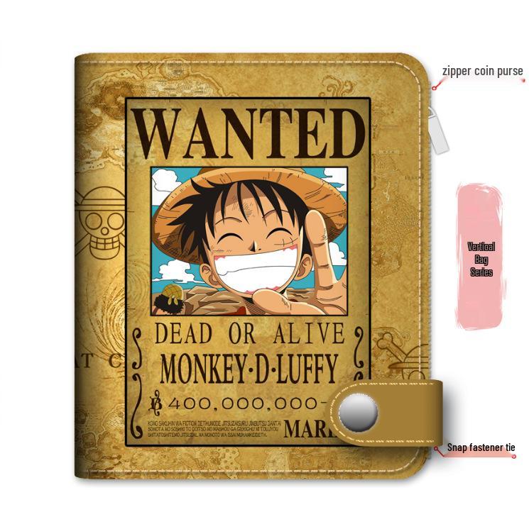 Portmonetka na monety i etui na karty zapinane na zamek błyskawiczny z motywem One Piece