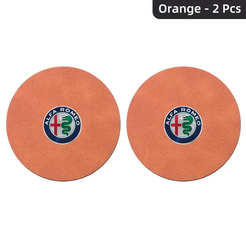 Car Stickers For Alfa Romeo 2pcs Suede Car Coaster Water Cup Drink Holder Anti-Slip Pad For Alfa Romeo Giulia Stelvio Giulietta zxb894