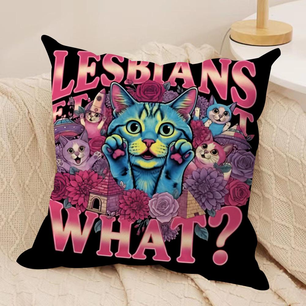 Funny Lgbtq eat what Cushion Cover Soft Plush Fabric DoubleSided Printed Cushion Covers for All Seasons Modern Home Decor
