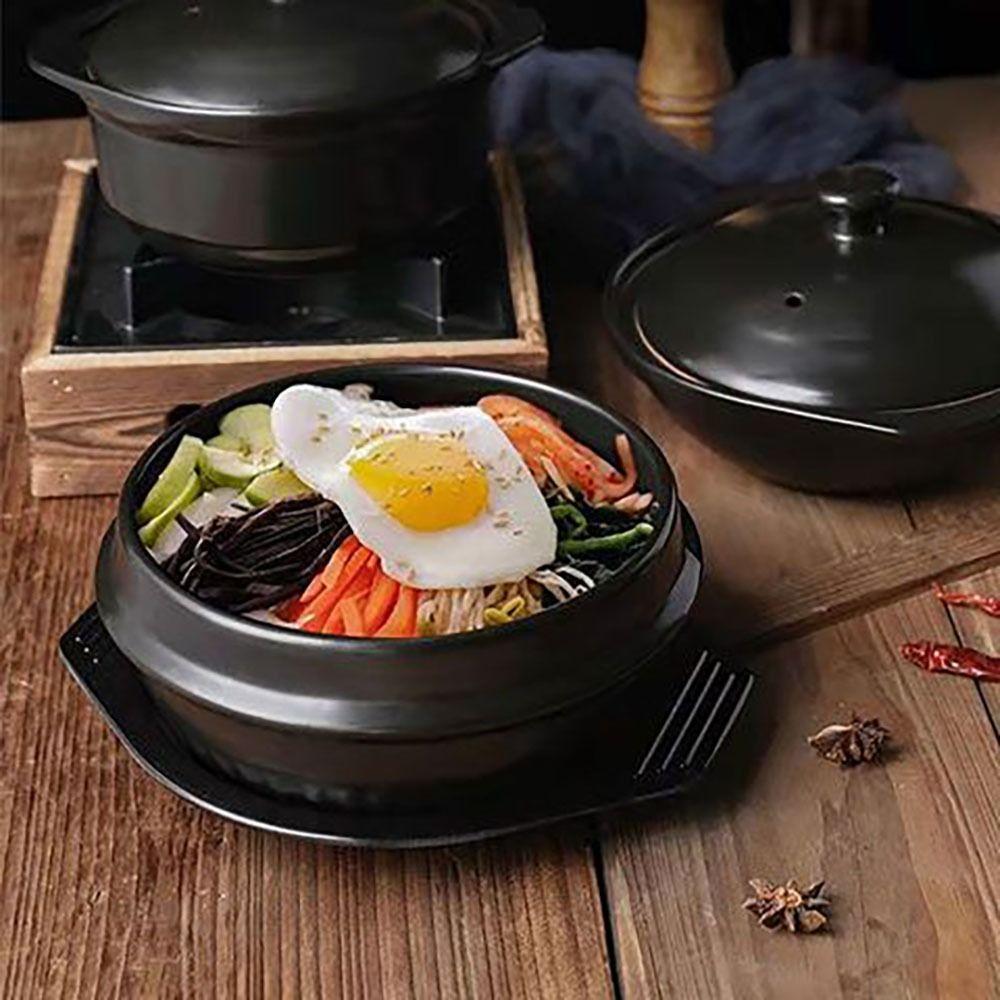 16cm Size Casserole Clay Pot with Tray Ceramic Soup Pot Kitchen Cookware Korean Stone Pot  Bibimbap