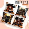 Home Decor Halloween-themed Witch & Cat Pattern Pillow Covers Pattern Cushion Cover Suitable for Sofa Bedroom Car Pillow Cover