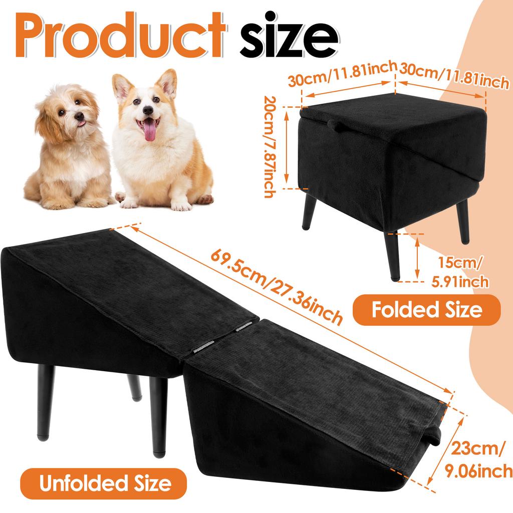 Reusable Split Ottoman Dog Ramp Folding Dog Ramp Ottoman Multifunctional Lightweight Pet Step for Home Bed Sofa Couch Car