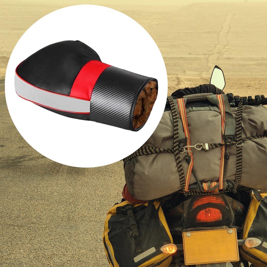 1 Pair Winter Fleece Lined Waterproof Motorcycle Handlebar Covers Thicken Windproof Anti-Slip Grip Gloves for Electric Bike