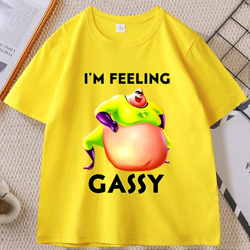 

Im Feeling Gassy TShirt Featuring Fun and Humorous Cotton Short Sleeve Loose Streetwear Tshirt Unisex Humor Unisex Clothing Tops 4XL