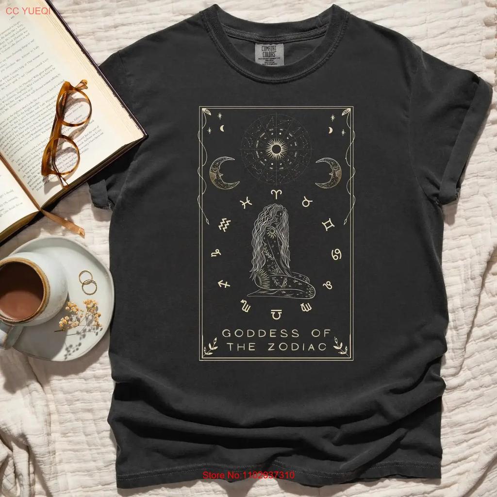Zodiac Goddess Card T Shirt Celestial For Her Vintage Unisex Stretched Stylish Homme Comfortable Graphic Breathable