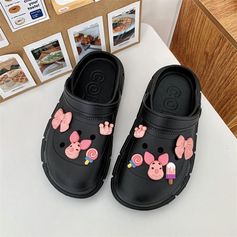 Hole shoes women's 2025 new women's muffin platform beach shoes student bag head wearing sandals
