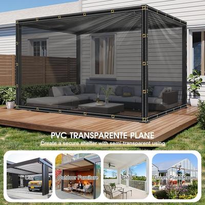 Strapazierfähige PVC-Vinyl-Plane Wasserdichte Transparente Plane mit verstärkten Ösen für Gewächshaus, Terrassenabdeckung, Dach