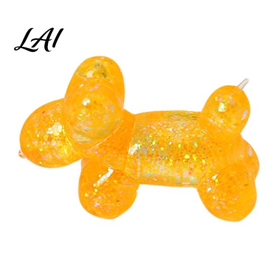 Soft Stress Ball Glitter Balloon Dog Squeeze Toy Relief Transparent Sensory Relaxation Toy Stretchy Animal Shape Fidget for Home Office Classroom