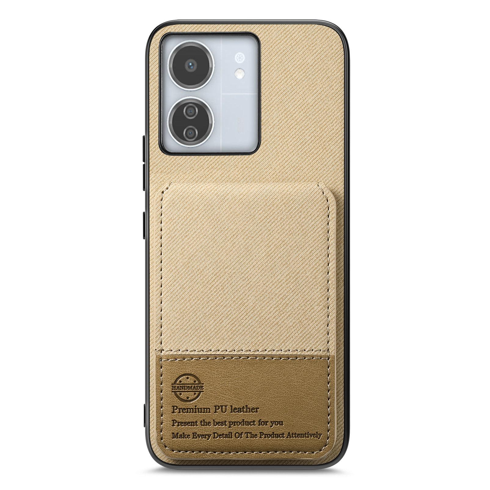 

Для Xiaomi Redmi 13C 4G Чохол Текстура тканини Шкіра+ПК+ТПУ Блокування RFID Чохол для телефону з тримачем для карток Khaki