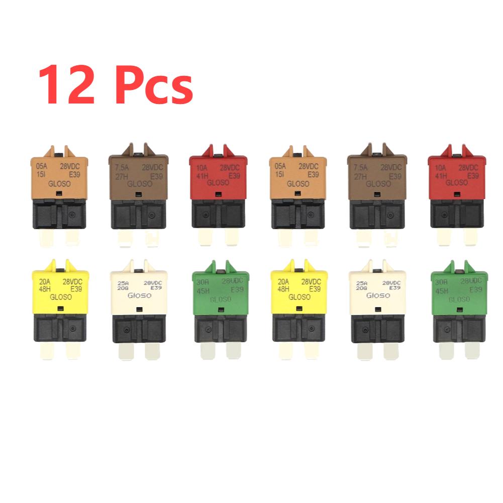 30-1 Pcs Circuit Breaker Blade Fuse Auto Accessories Manual Reset Fuse Adapter Reset for Car Truck Boat Marine 5A - 28V