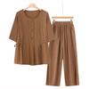 Extra Wide Plus Size Women's Summer Two-Piece Outfit: Loose Fit Clothing for Middle-Aged and Elderly