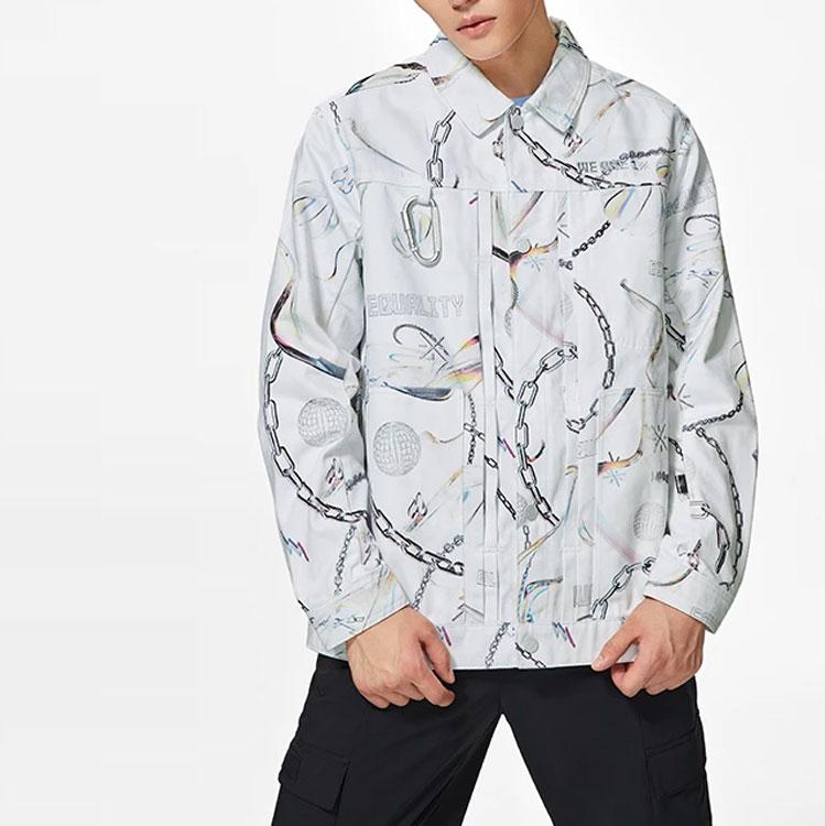 Li-Ning Wade X Glare Artist Co-Branded Long Sleeve Printed Shirt Men Tops White Gray AFDS475-2
