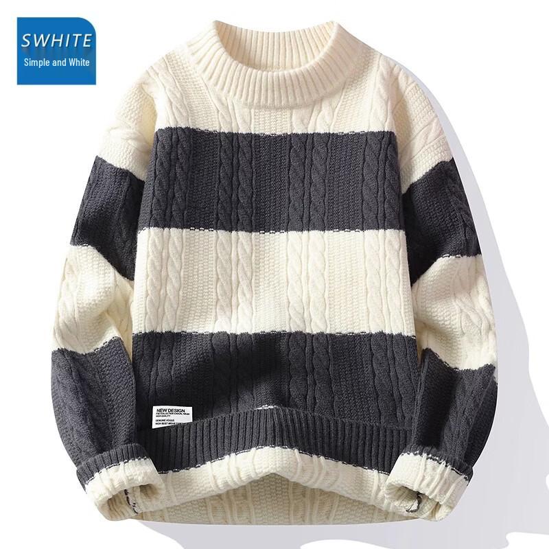 Men's Contrast Stripe Knit Pullover Sweater