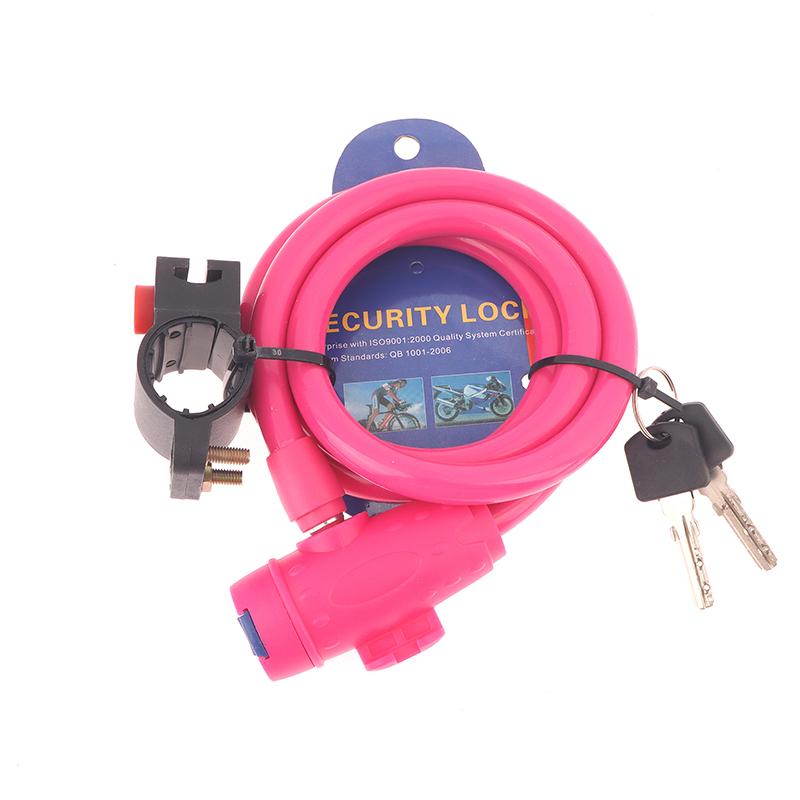 

120 см Универсальный противоугонный велосипедный замок, велосипедный трос, замок безопасности для мотоцикла, усиленный велосипедный замок, аксессуары с ключами розовый