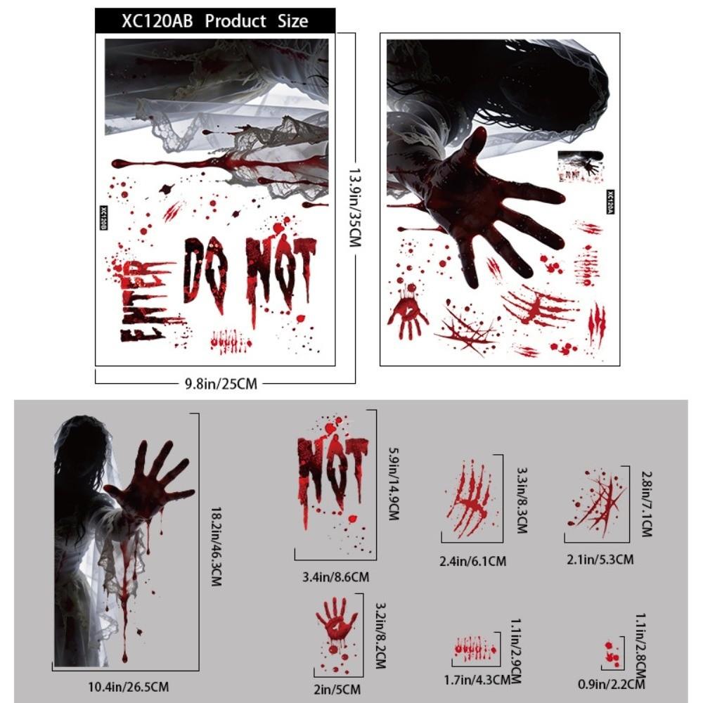 Bloodstained Handprint Scary Ghost Window Sticker Spooky Party Door Stickers Glass Mirror