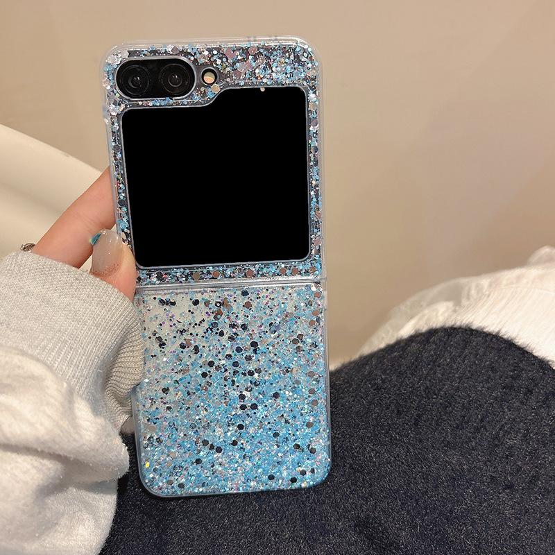 Applicable To Samsung Zflip6 Mobile Phone Case, Epoxy Glitter Sequin Fold5 Clamshell Folding Screen W24Flip Women'S Model