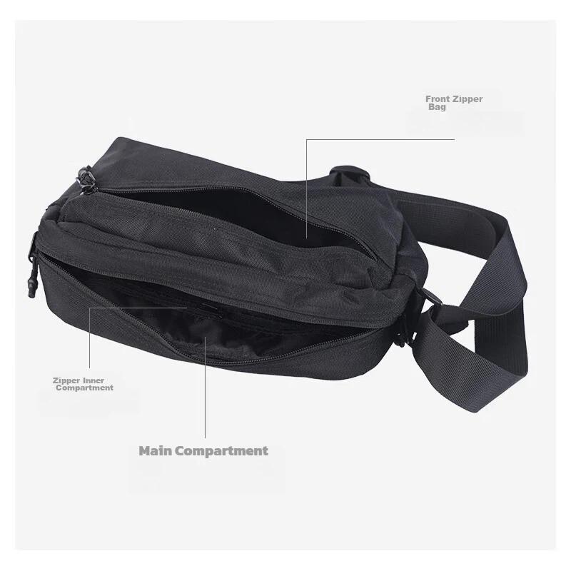 Li-Ning Crossbody Bag, Shoulder Bag, Underarm Bag, Commuter Bag, Cycling Bag, Travel Bag, Black