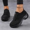 Fashion Women Platform Shoes Knitted Running Sports Shoes Anti-slip Air-cushion Sneakers Breathable Mesh Dancing Traveling Shoes