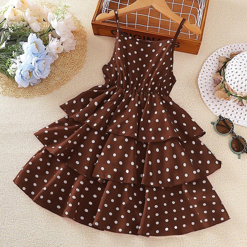 Dress Kids Girls 4-12 Years Black Polka Dot Dress For Girls Stylish Girls Vacation Holiday Clothes Kids Clothes Dress