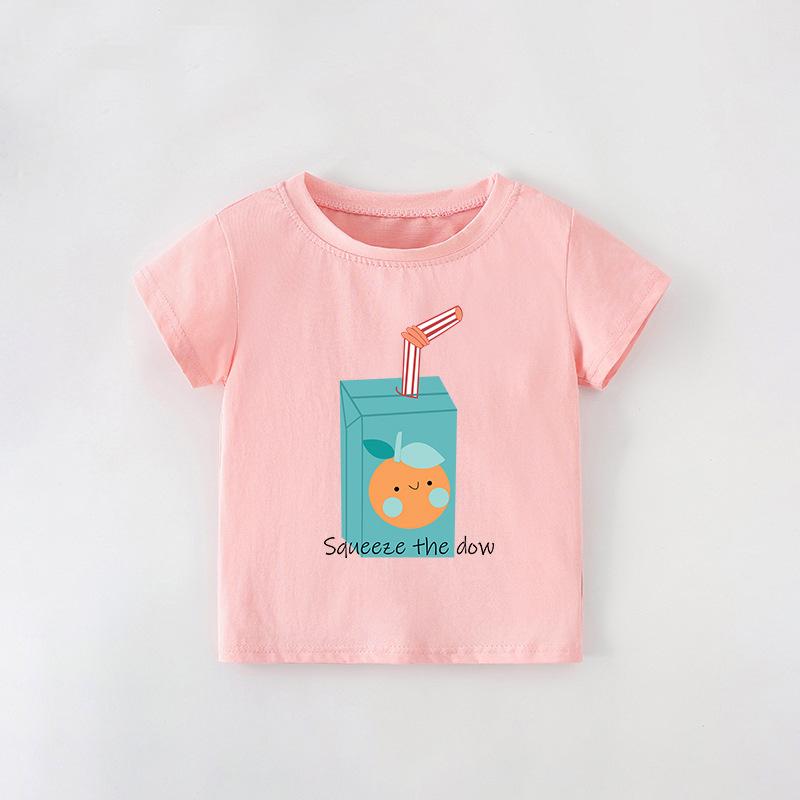 

2026 New Girls Cartoon Print Short-Sleeve T-Shirt for Toddlers and Kids, Summer Casual Half-Sleeve Top 130 cm