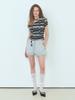 ETMON Stripe One-Shoulder T-Shirt Black