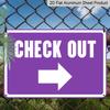 2D Flat, 1pc "CHECK OUT" Right Arrow Directional Aluminum Sign, 12"×8" - Purple & White Minimalist Plaque - Aluminium Wall Hanging for Hotel, Motel