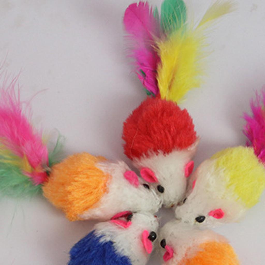 Interactive Cat Toy Chasing Toys Colorful Cute Plush Interactive False Mouse for Indoor Cats Entertain