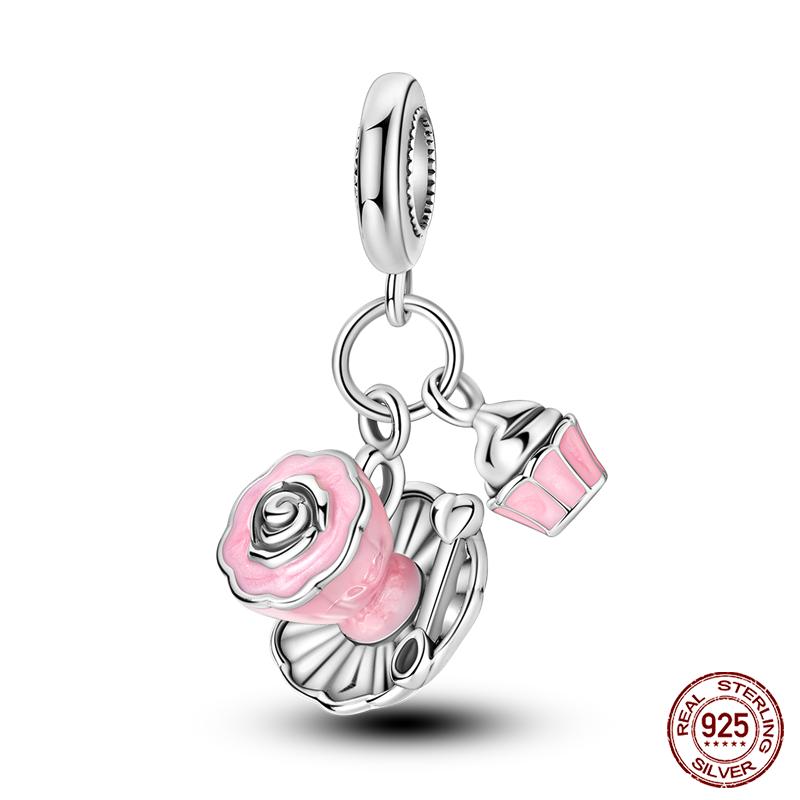 New 925 Silver Fashion Beer Champagne Red Wine Glass Drink Charms Beads Fit Original Bracelet DIY Jewelry Gift