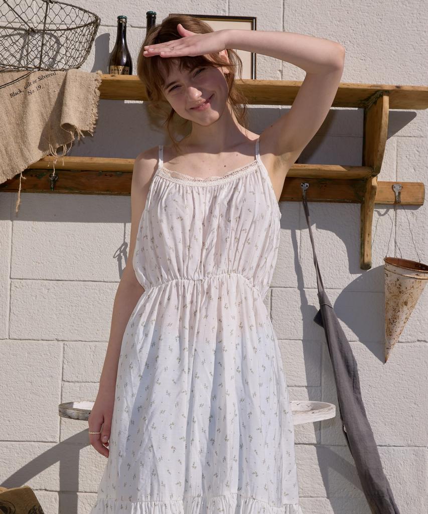 WIOE Boho Floral Cami Tiered Dress_Ivory