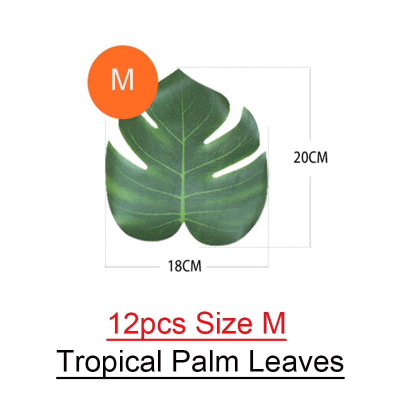 12 peças Folhas de Palmeira Tropical Arte Folha Artificial Decoração Decoração de Casamento Folha de Planta Verde Selva Havaiano Luau Decoração de Festa em Casa