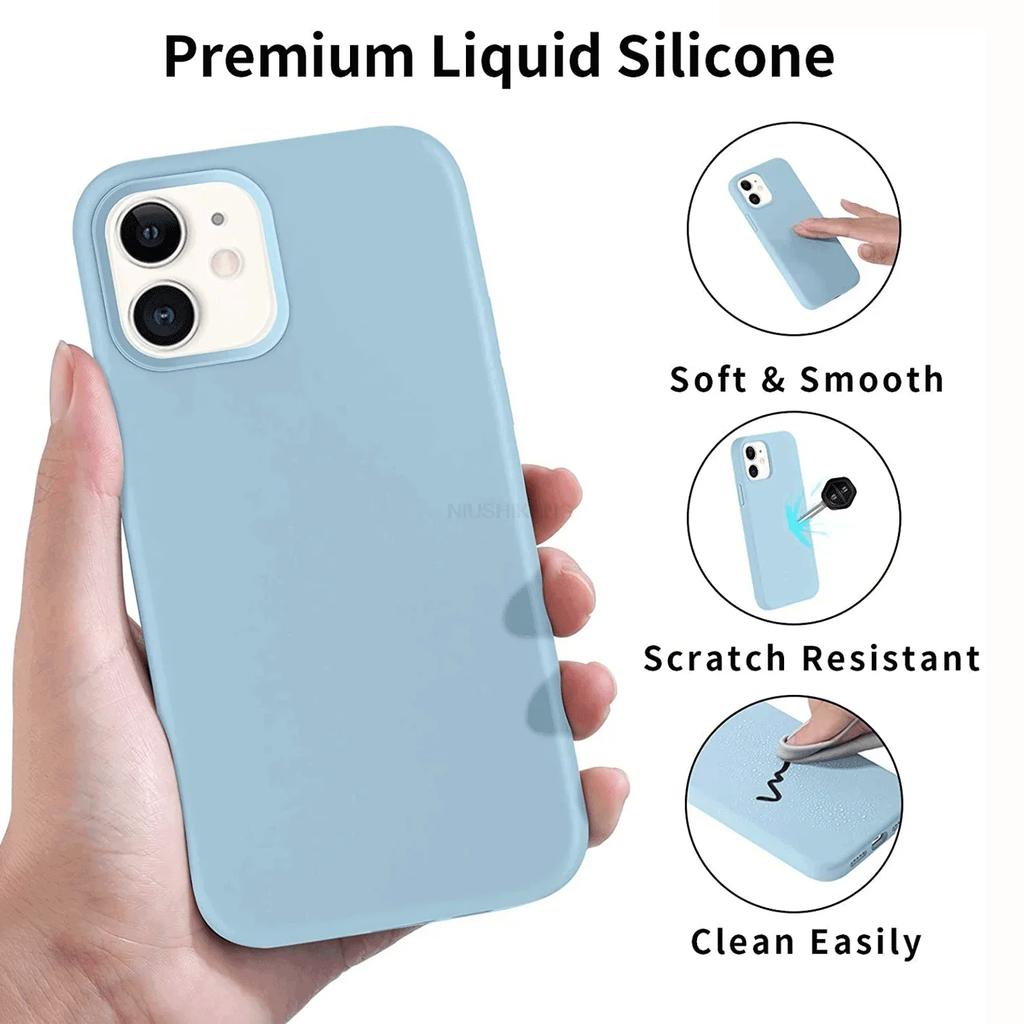 Liquid Silicone Case For Apple iPhone 16 15 14 13 12 11 Pro Max XS XR 16 14 Plus Phone Original Official Style Protective Cover