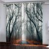 VividHome Blue Full Moon Forest Scene Curtains 3D Digital Printing Living Room Bedroom Home Decoration