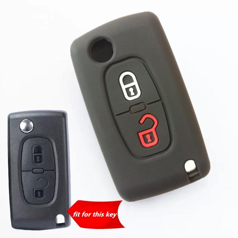 Remote Key Cover 2 Buttons Fob Shell Silicone Holder Protect For Citroen C2 C3 C4 C5 Berlingo Picasso For Peugeot 306 407 807
