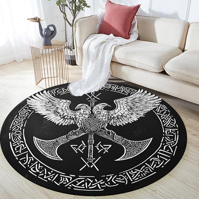 Wikinger-Axt,Runder Teppich,Teppich für Wohnzimmer Schlafzimmer Sofa Spielzimmer Dekoration,Rutschfeste Bodenmatte