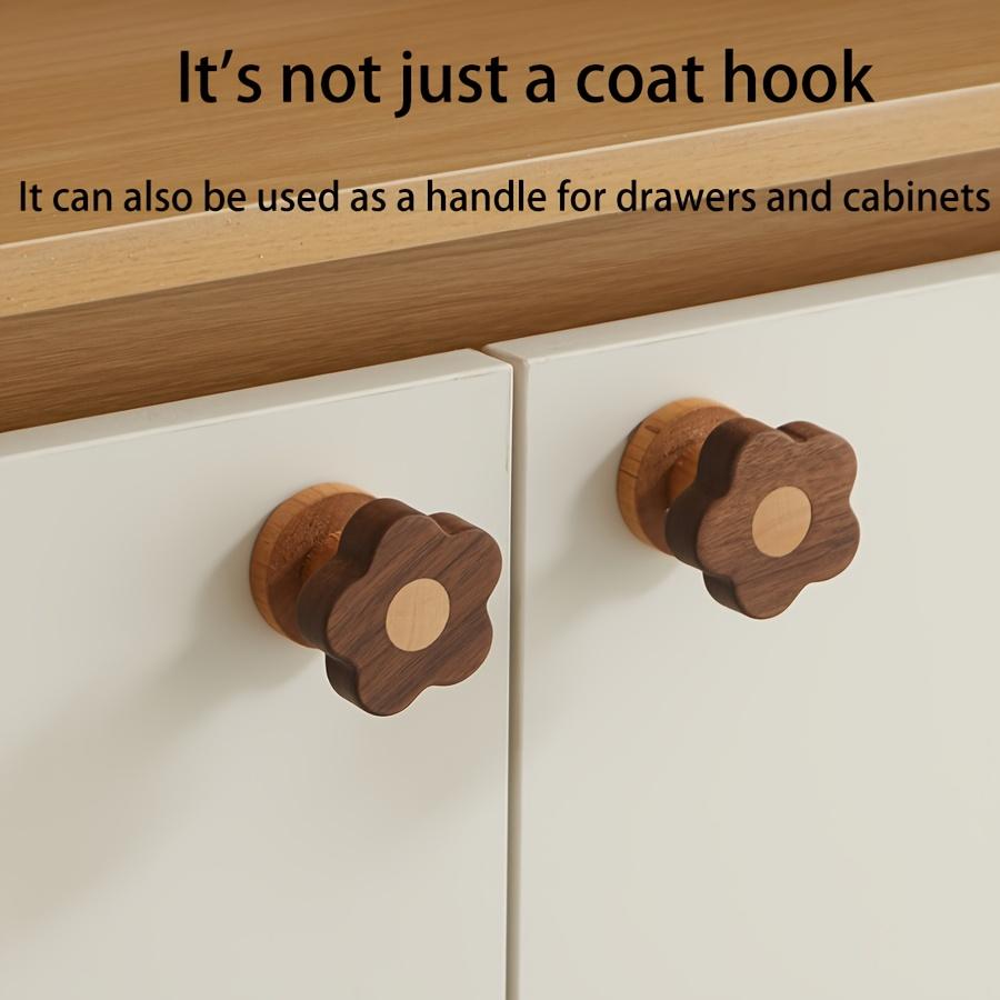 4/8 Sets Massivholz 4 Stile Floral High End Kreative Kleiderhaken, Stanzfrei Nordisch High End Massivholz Mantel- und Huthaken, Geeignet für Zuhause