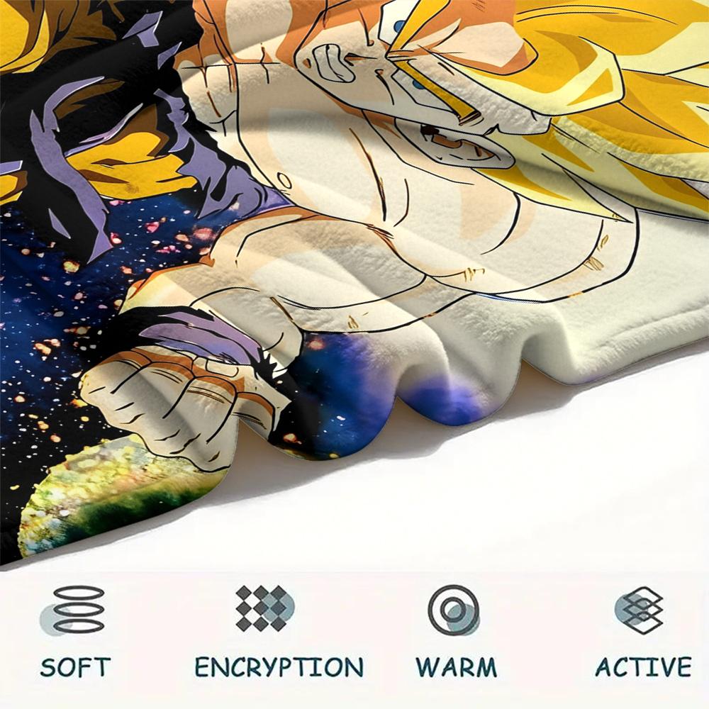 Dragon Ball Charakter Goku Muster Flanelldecke, Hohe Qualität, Bequem für Alle Jahreszeiten, Heimdekoration, Wärme und Komfort, Perfekt für Geschenke.
