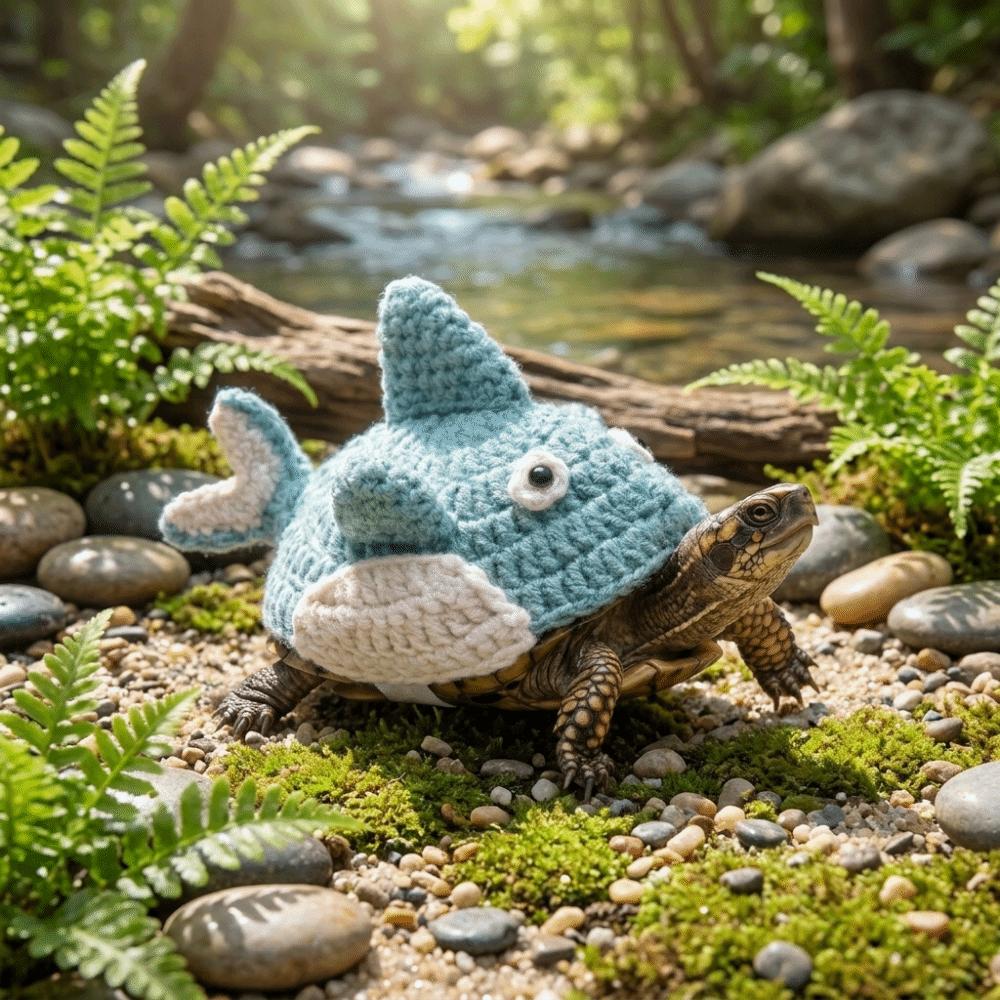 Comfortable Fit Shark Shaped Turtle Knitted Jacket Adjustable Tortoise Cosplay Clothes Pet Costume