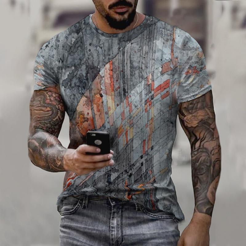 Sommer Herren Streetstyle Personalisiertes Rundhals Kurzarm T-Shirt Europäisch Amerikanische Kunst Ölgemälde 3D Digitaldruck T-Shirt Top