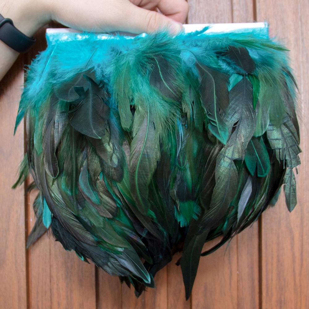 1Meter Colored Rooster Feathers Trims 15-20cm Natural Chicken Feathers Carnival Cosplay Clothing Dress Sewing Plume Decoration
