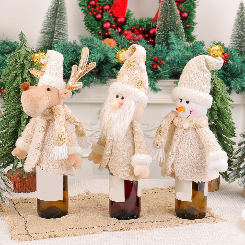 Set of 3 Santa Claus Wine Bottle Covers Reusable For Holiday Sleeves to Add Seasonal Decoration and Festive Ambiance