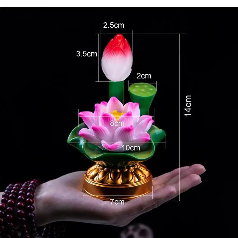 2pcs Simulated Candle Holder Ornament Lotus Shaped Design Buddha Hall Desktop Decor Household Sacrificial Supplies Feng Shui