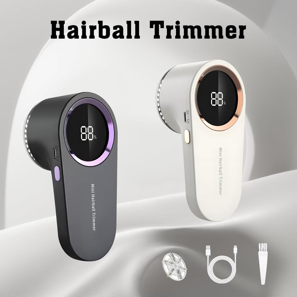 Portable USB Rechargeable Electric Lint Shaver and Fabric Trimmer with Digital Display, Includes Two Blades – Ideal for Clothes