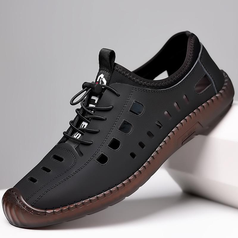 Men's shoes 2025 new summer soft-soled men's casual breathable hollow sandals men's non-slip outdoor hole shoes men's