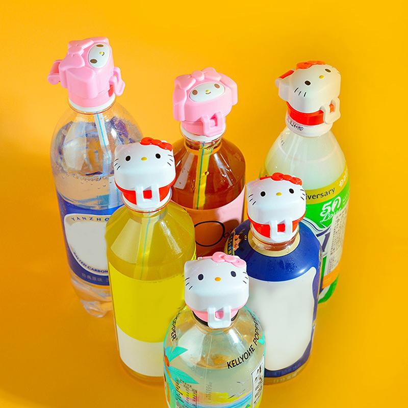 Cartoon Straw Bottle Caps Mineral Milk Drink Plastic Bottle Cap Replacement Toys